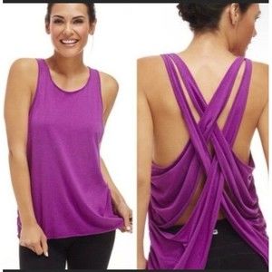 Fabletics Taylor Strappy Open Back Tank Top Purple Orchid Sz XS